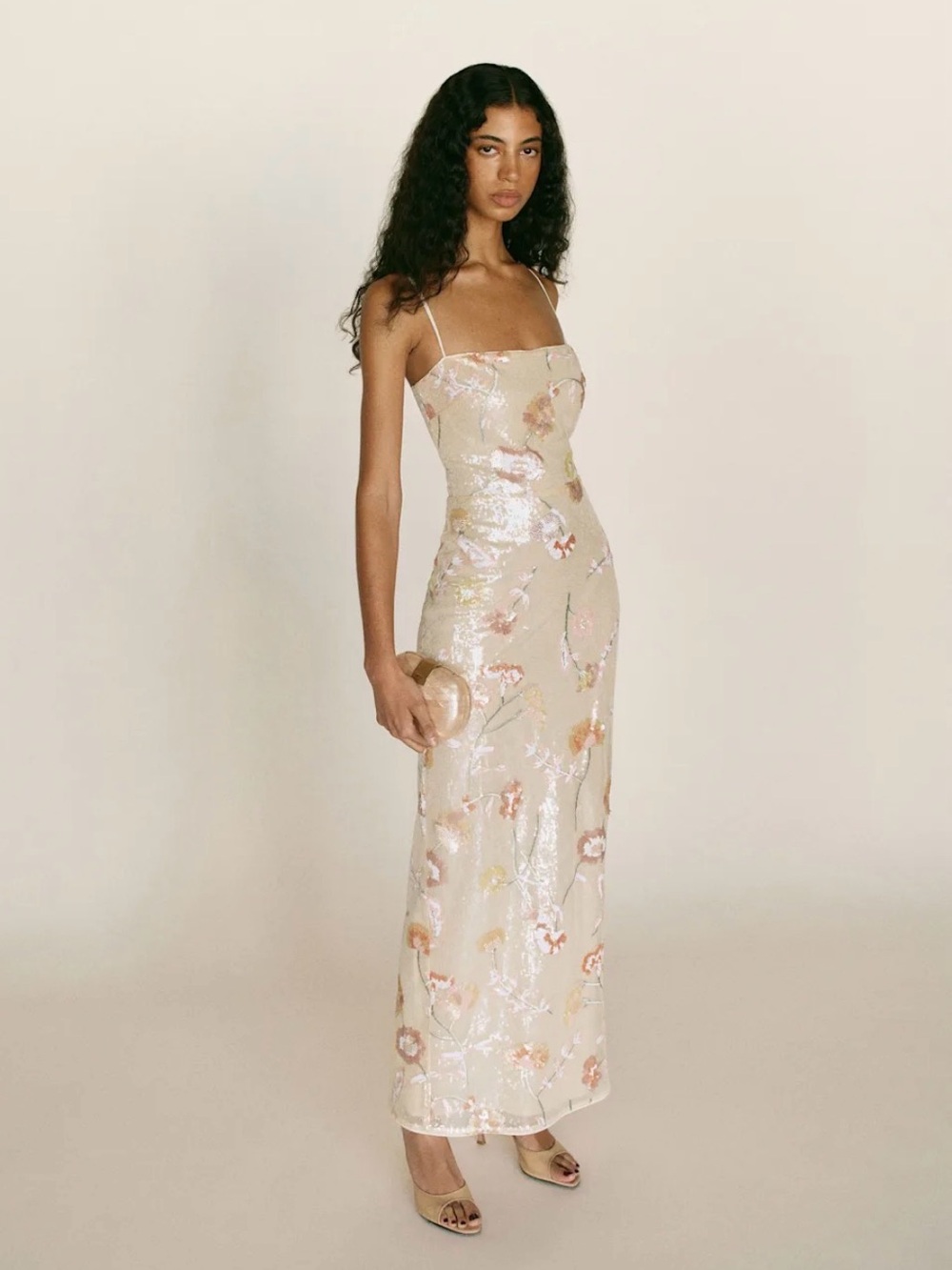 Reformation Frankie Dress Sequin Floral Maxi Dress